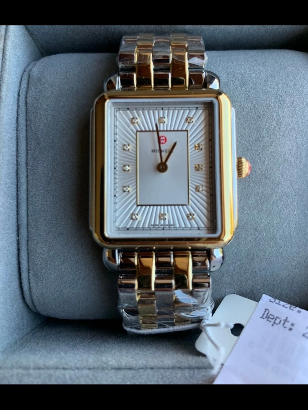 Michele Two-Tone Square Dial Bracelet Watch - Gold & Silver